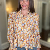 TRU LUX SMOCKED BUTTON UP 8.10