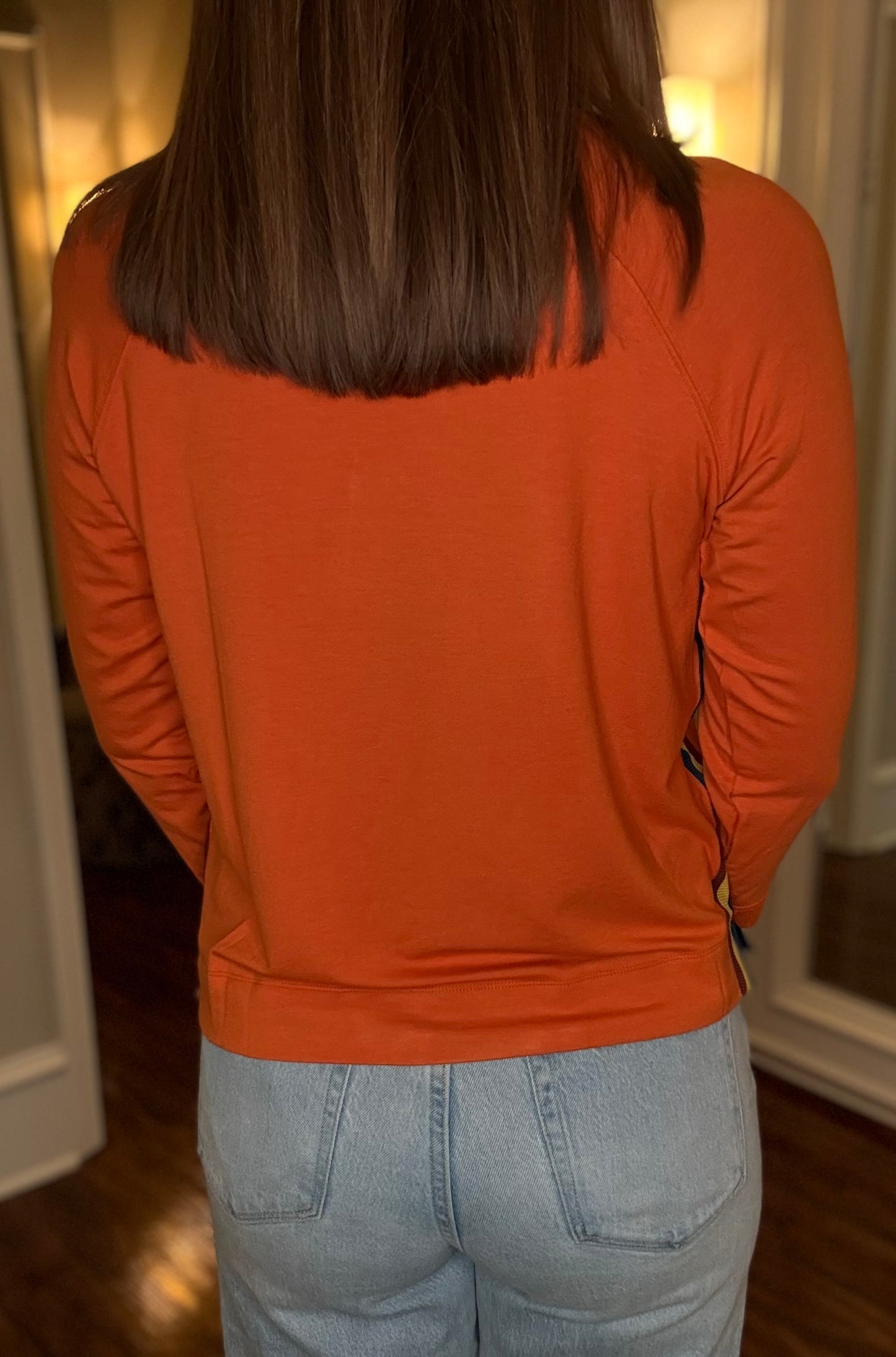 MULTIPLES STRIPE TRIM RAGLAN SLEEVE TOP 9.25