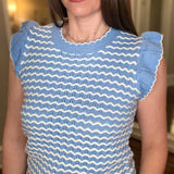 MARY SQUARE BLUE AND WHITE SWEATER 2.23