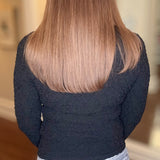 MOLLY BRACKEN BLACK SCOOP NECK TOP 8.18