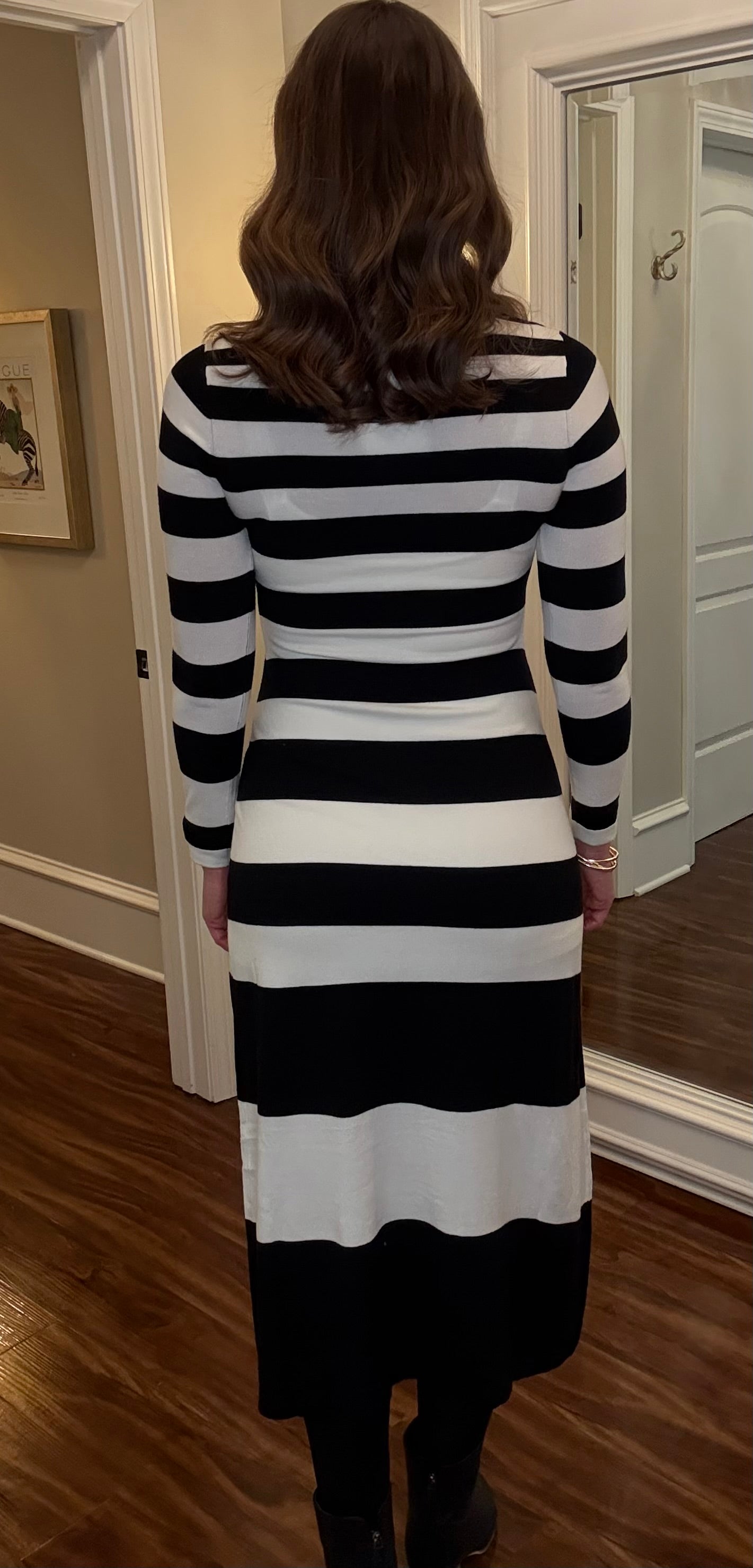 ACTIVE BASIC STRIPE T-NECK DRESS 11.4