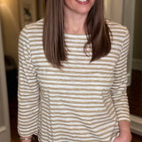 MULTIPLES STRIPED 3/4 SLEEVE SCOOP NECK (multiple colors) 12.17