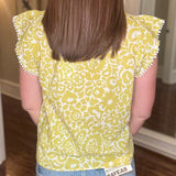 THML CHARTREUSE FLORAL PRINT TOP 4.10