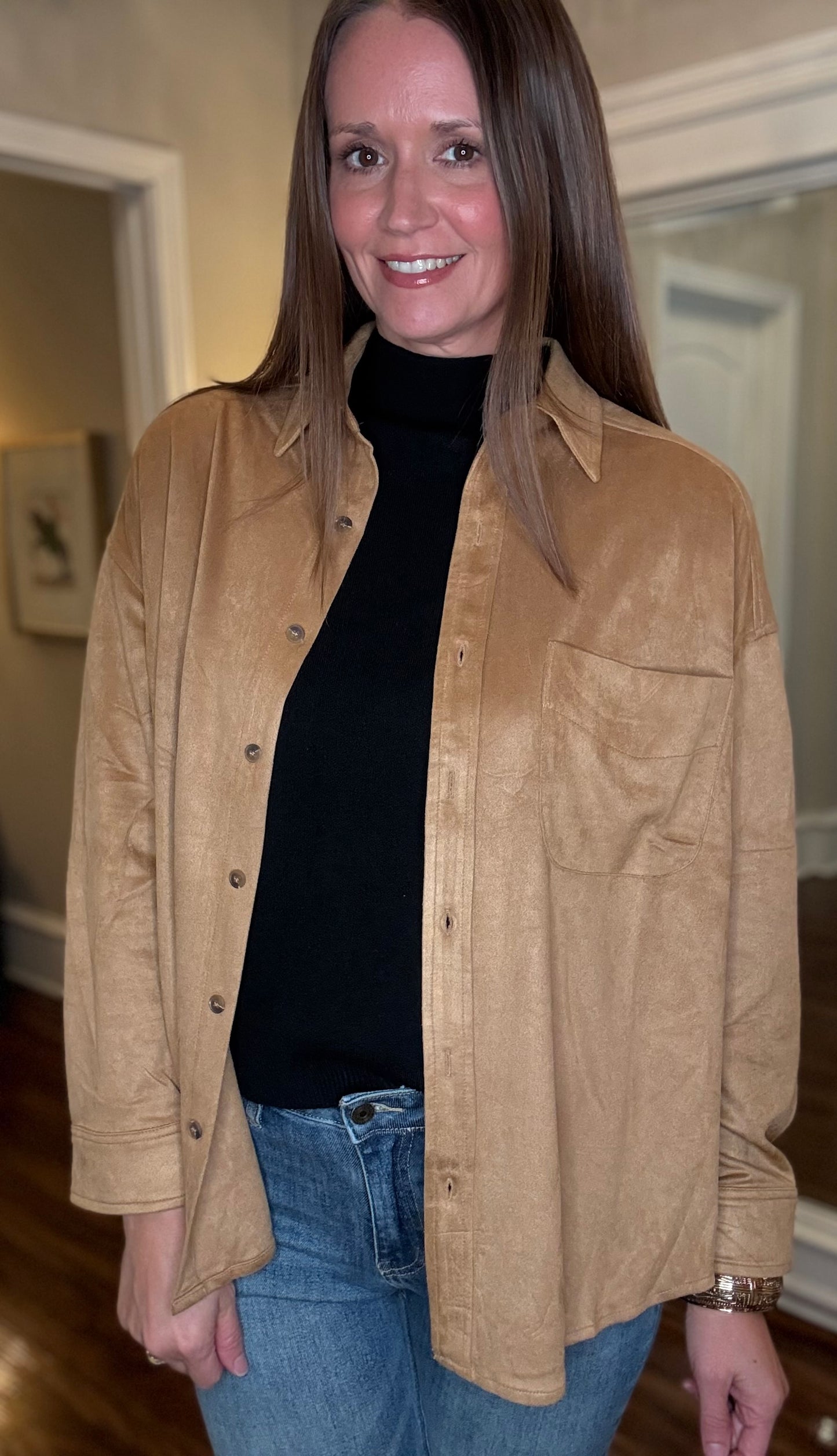 MUSTARD SEED GINGER OVERSIZED SUEDE TOP 9.25