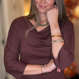 FDJ 3/4 SLEEVE COWL BOATNECK TOP 9.21