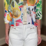 ENTRO OFF WHITE SHORT WITH GOLD ACCENTS 5.20