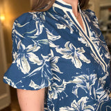 BLUE FLORAL PUFF SLEEVE TOP 2.16