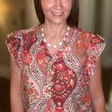 VOY RED FLORAL BLOUSE 8.31