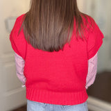 RED SEQUIN FOOTBALL PATCH SWEATER 7.27