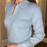 AUGUST APPAREL POWDER BLUE KNIT TOP 2.5