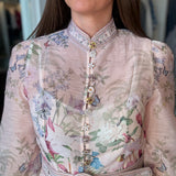 HIGH COLLAR PINK FLORAL DRESS 1.29