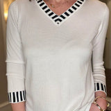 MULTIPLES 3/4 V-NECK BANDED SWEATER (multiple colors) 1.15