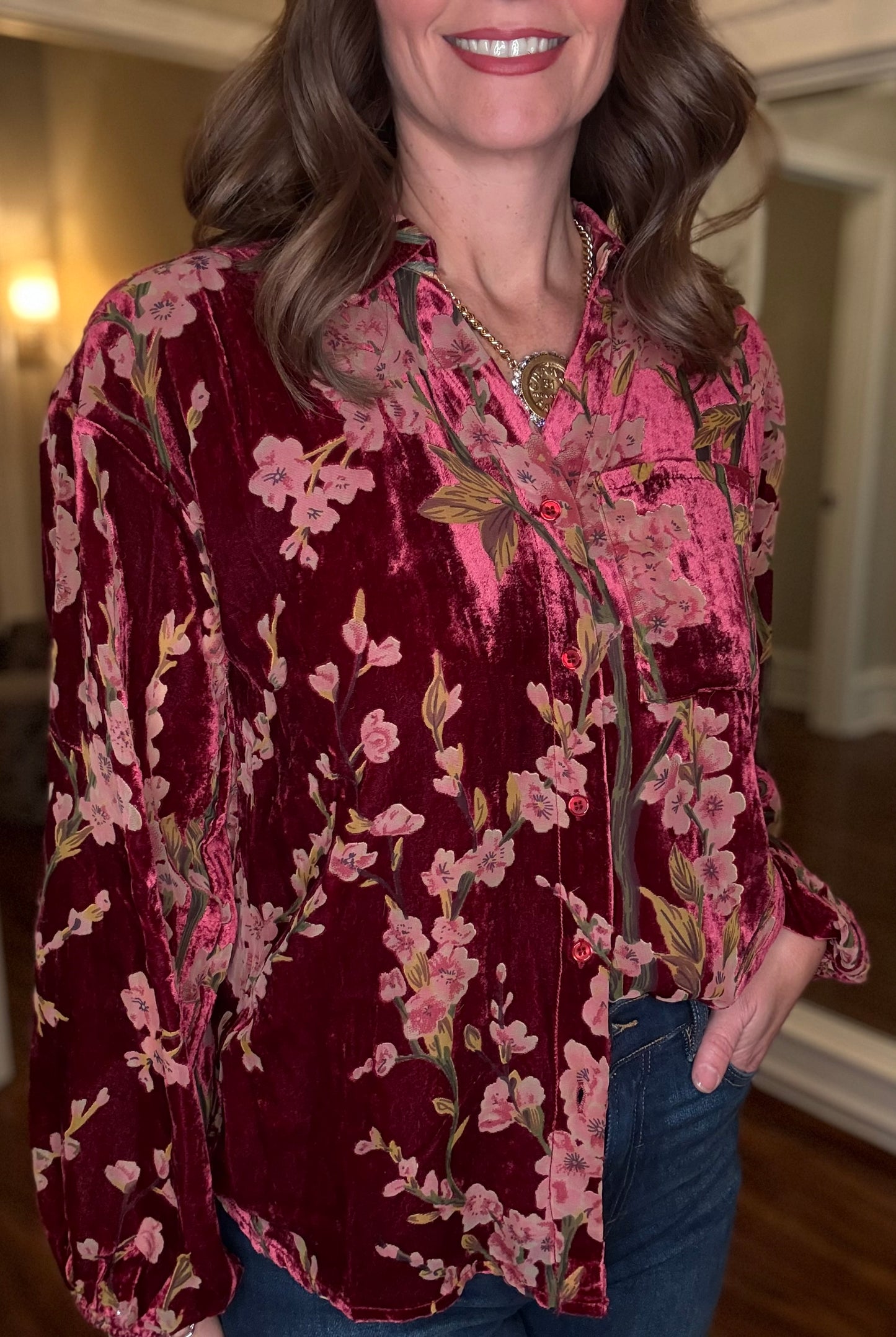 JODIFL BURGUNDY VELVET TOP 10.21