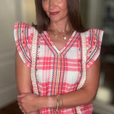 THML PINK FLUTTER SLEEVE TOP 7.2