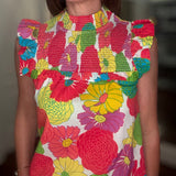 THML FLORAL SMOCKED TOP 7.2
