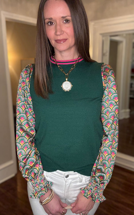 LOVE SOFT FLORAL PRINT SLV SWEATER 2.27