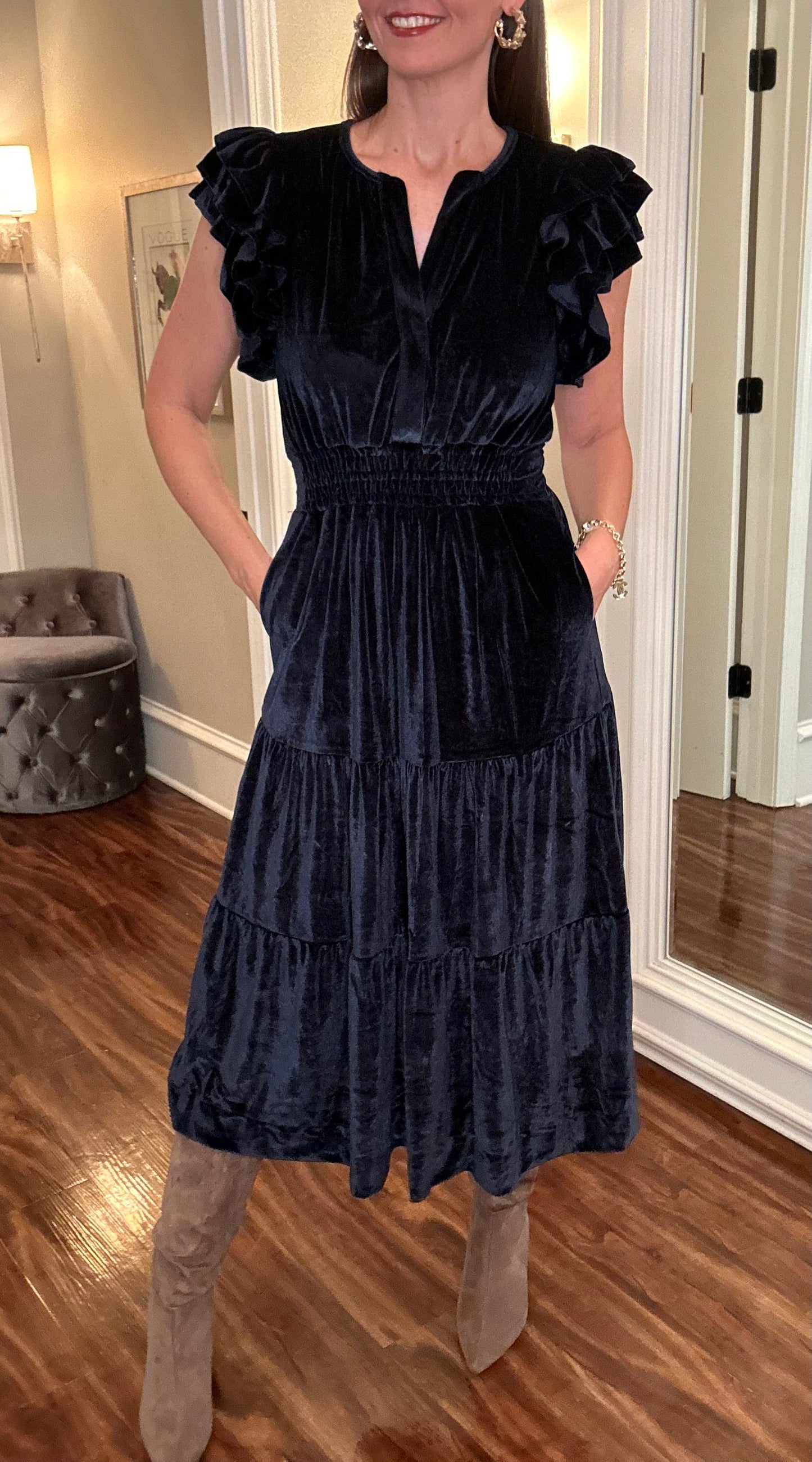 THML VELVET MIDI DRESS 10.18