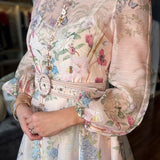 HIGH COLLAR PINK FLORAL DRESS 1.29