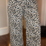 STRETCH TWILL LEOPARD WIDE LEG PANT 10.15