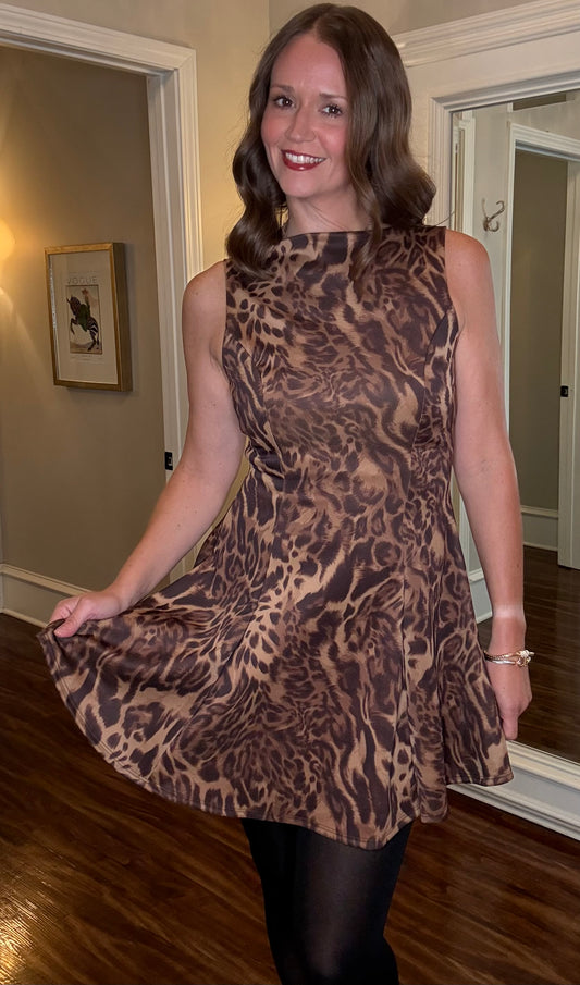 ANIMAL PRINT SKATER SKIRT DRESS 9.15