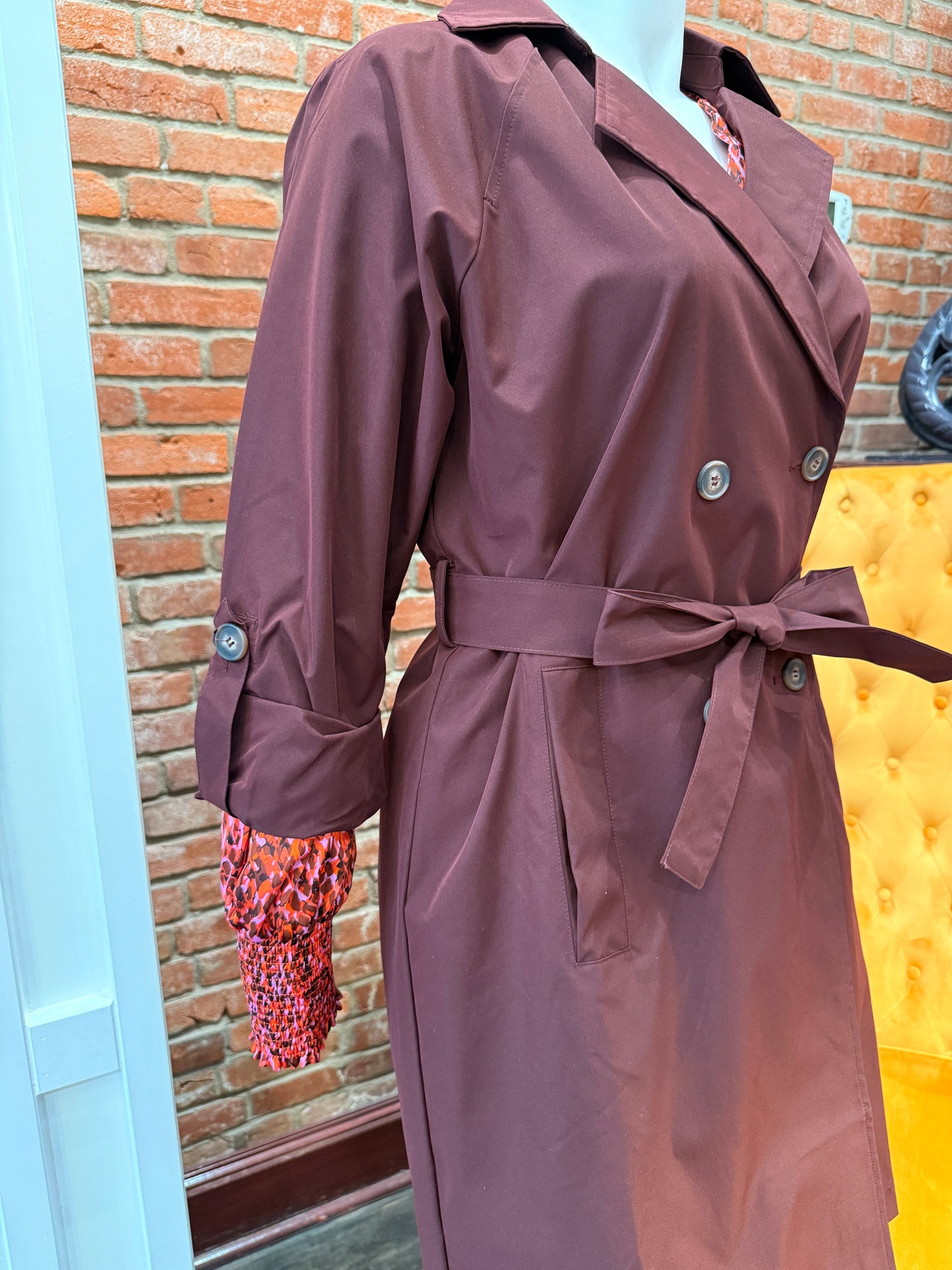 MAROON TRENCH COAT EXTENDED SIZE