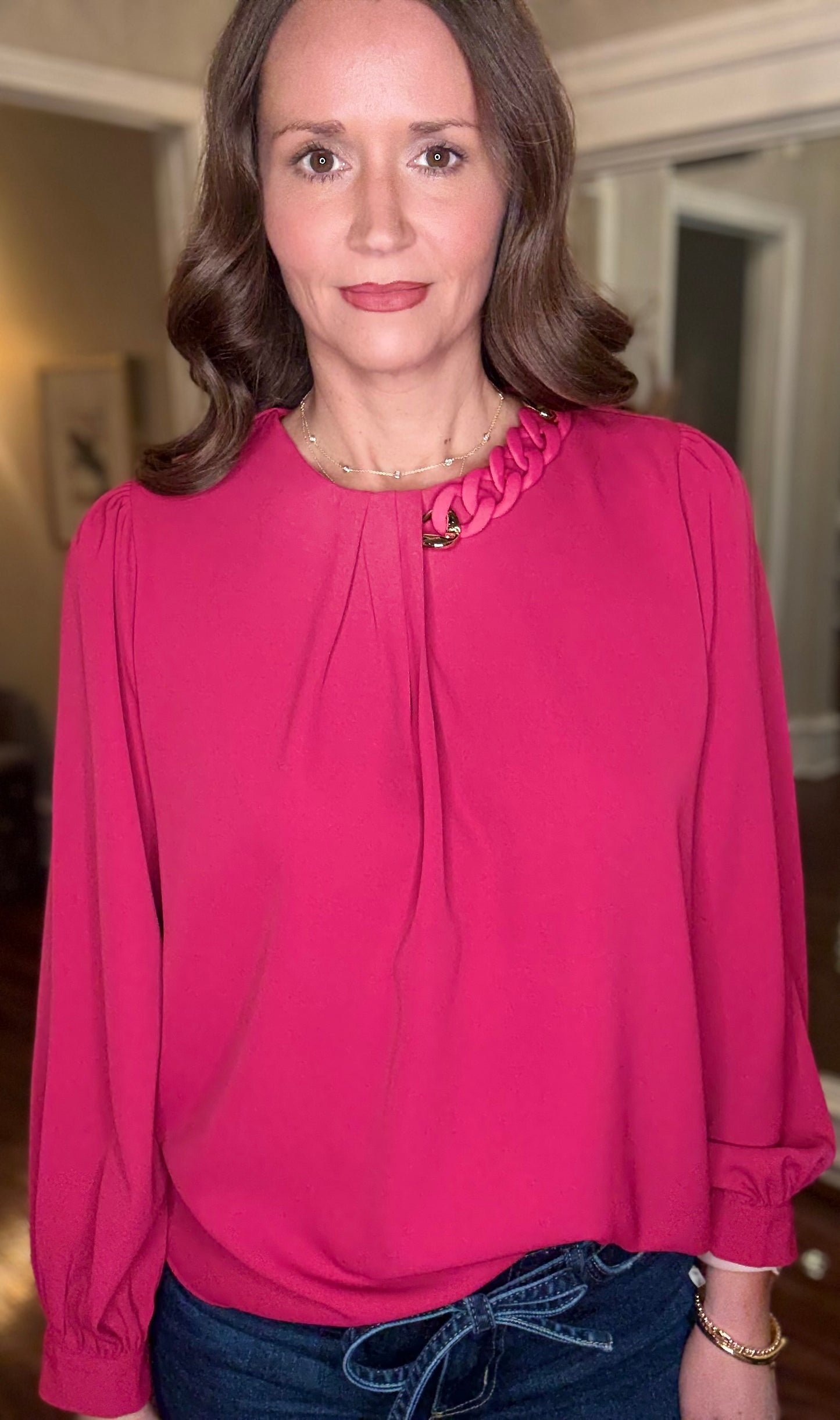 BLOUSE WITH CHAIN LINK NECKLINE 1.9