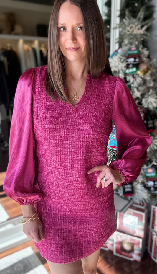 THML TWEED V-NECK DRESS 11.21