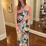 BLUE BOTANICAL MAXI HALTER DRESS 2.10