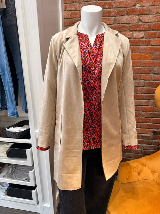 EXTENDED SIZE FAUX SUEDE JACKET
