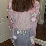 PINK SHEER TOP WITH FLOWER APPLIQUE 1.29