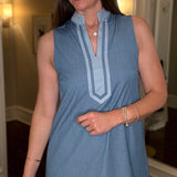 THML DENIM SPLIT NECK DRESS 4.24