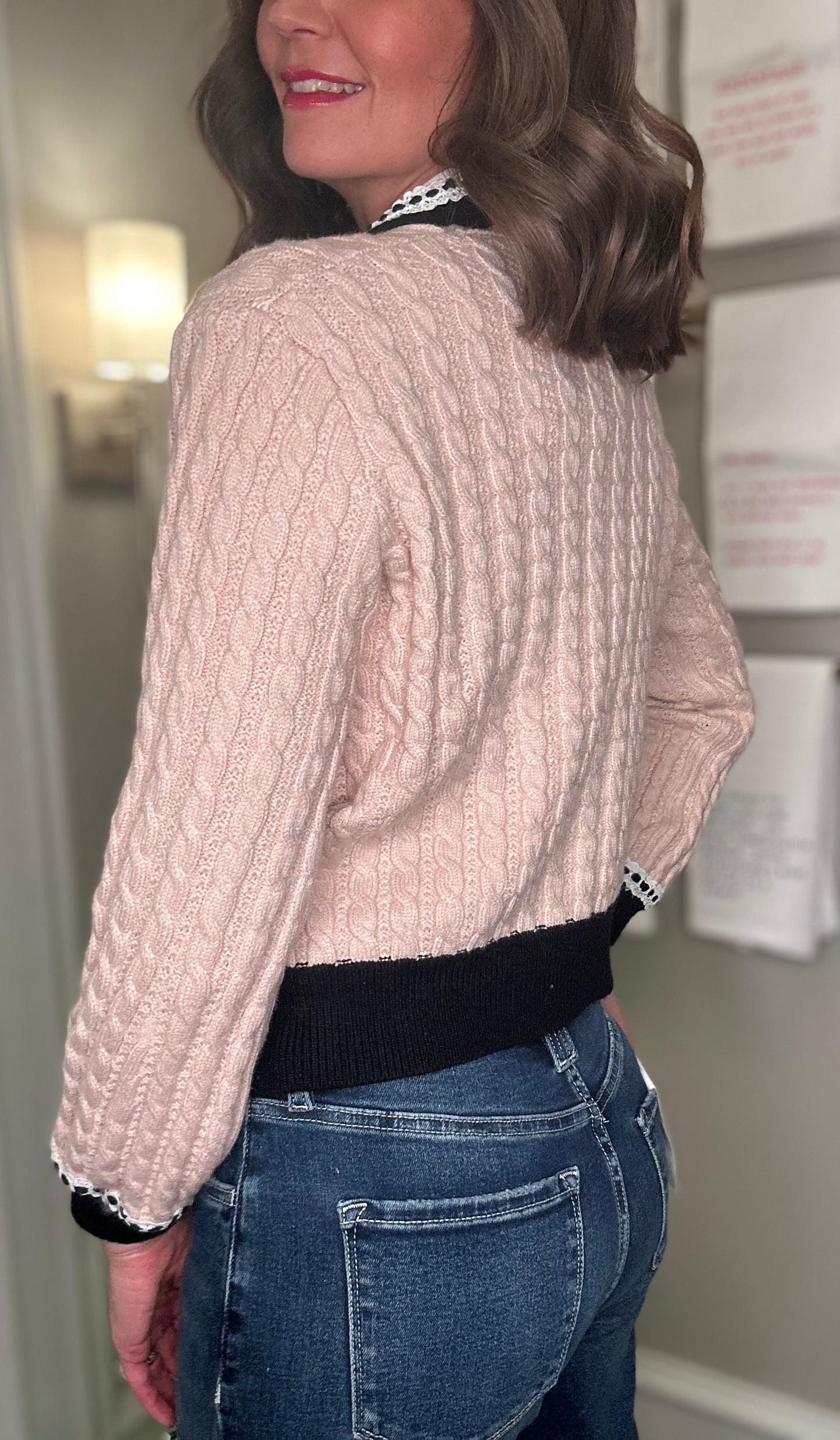 VINTAGE CABLE KNIT BUTTON SWEATER 12.2