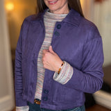 MULTIPLES EGGPLANT KNIT CUFFED JACKET 9.21