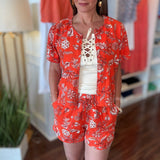 ORANGE FLORAL ZIP FRONT JACKET 5.26