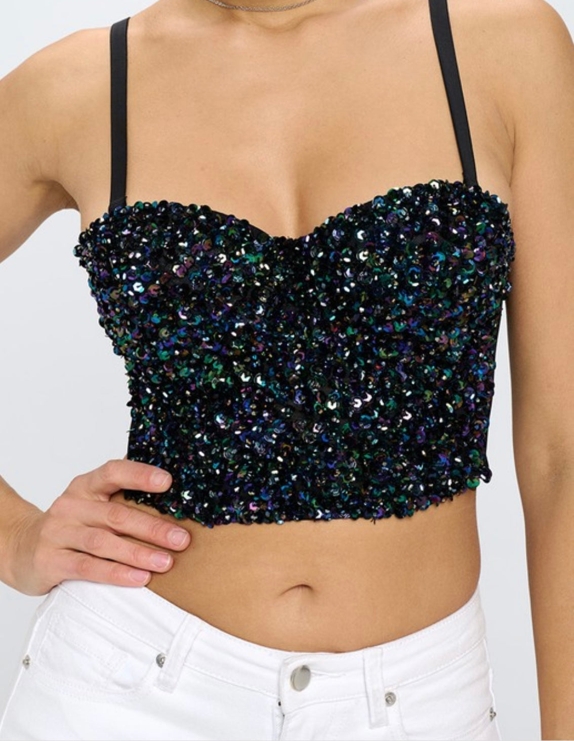 IRIDESCENT MERMAID SEQUIN BUSTIER 8.6