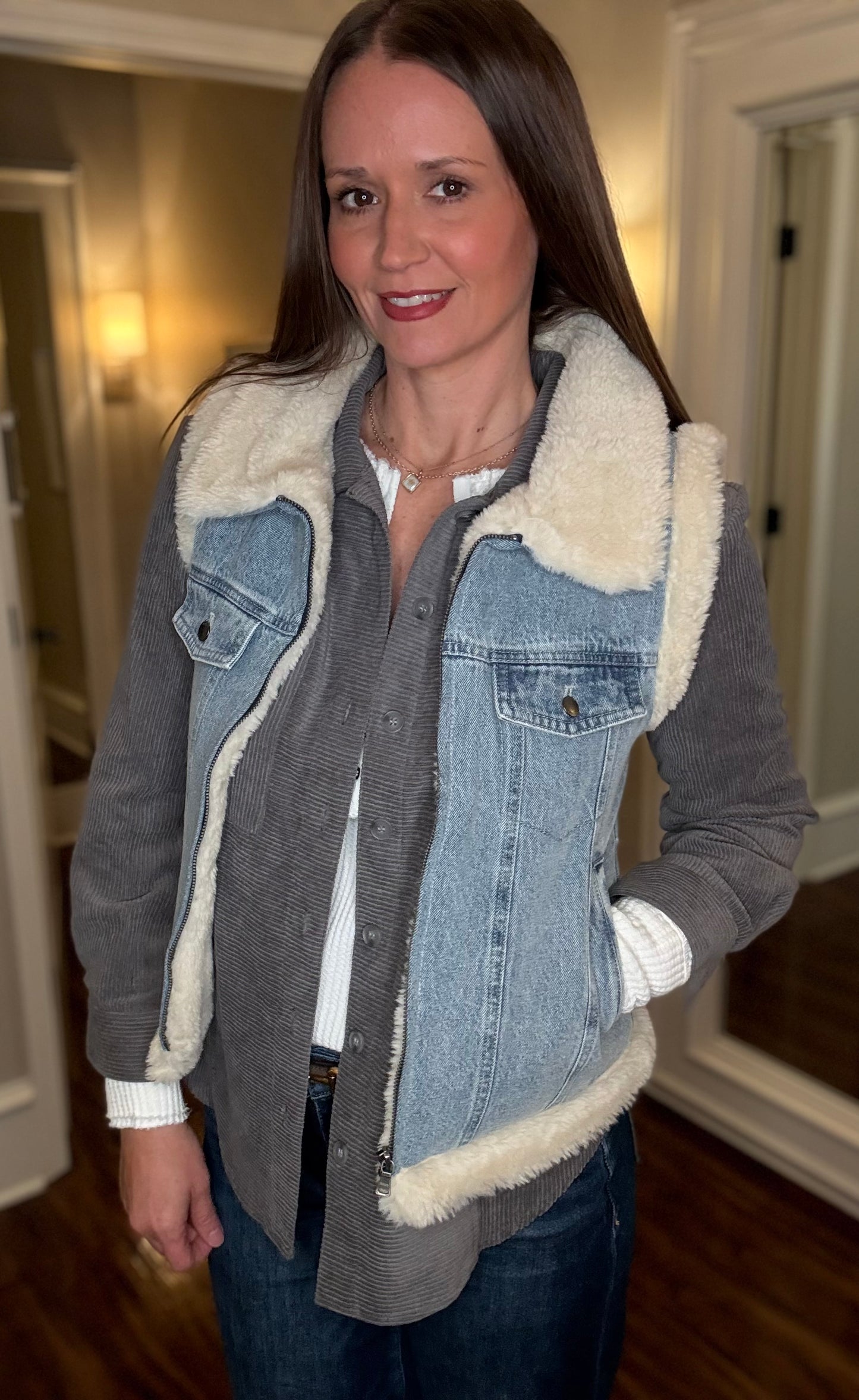 DYLAN SHERPA LINED DENIM VEST 11.19