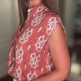 RUST PAISLEY S/L BLOUSE 7.2