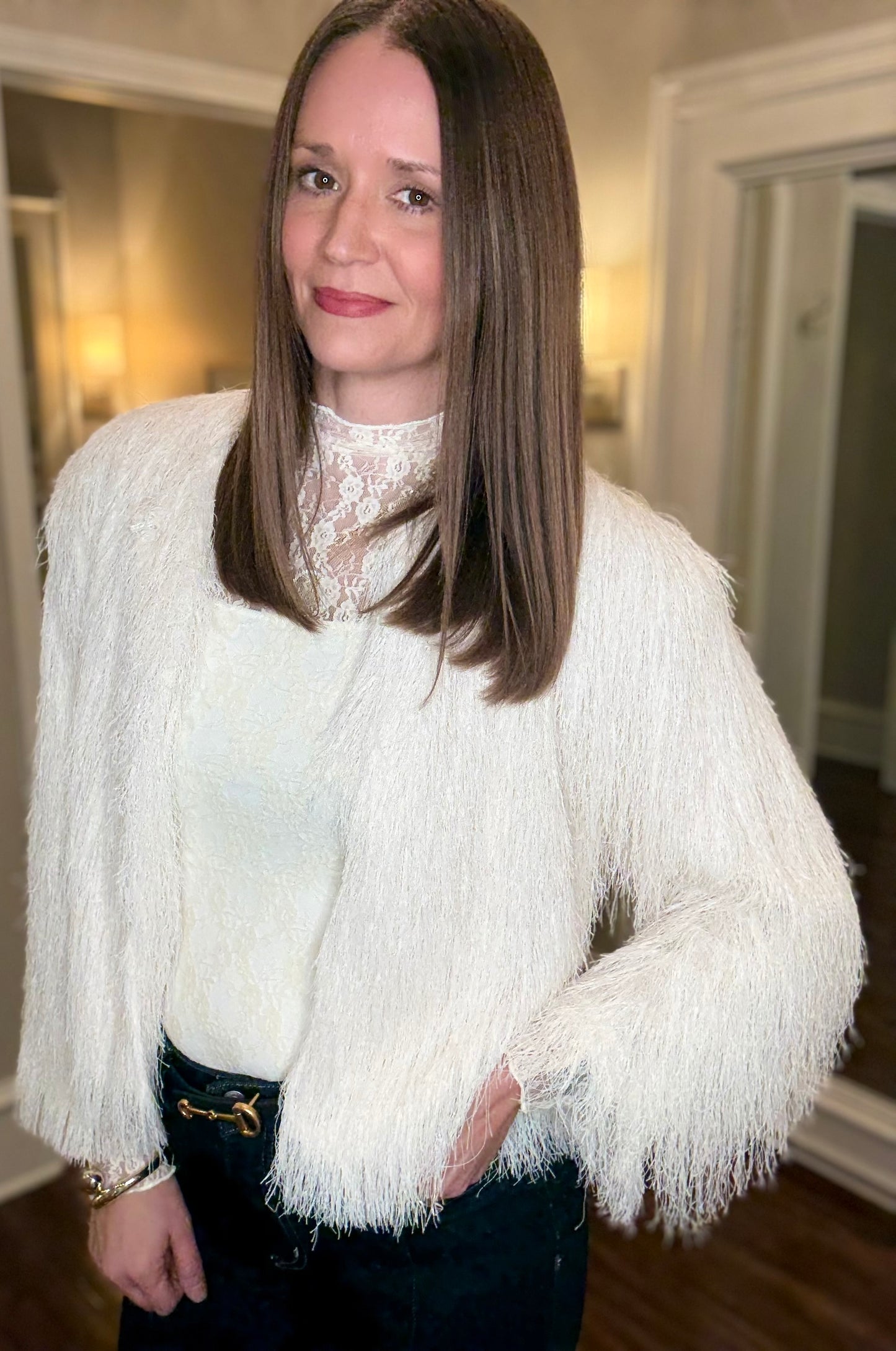 OPEN FRONT FEATHER SHRUG 12.10