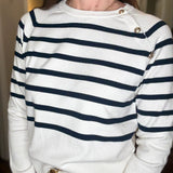 STRIPED SWEATER WITH GOLD BUTTON DETAIL 2.10