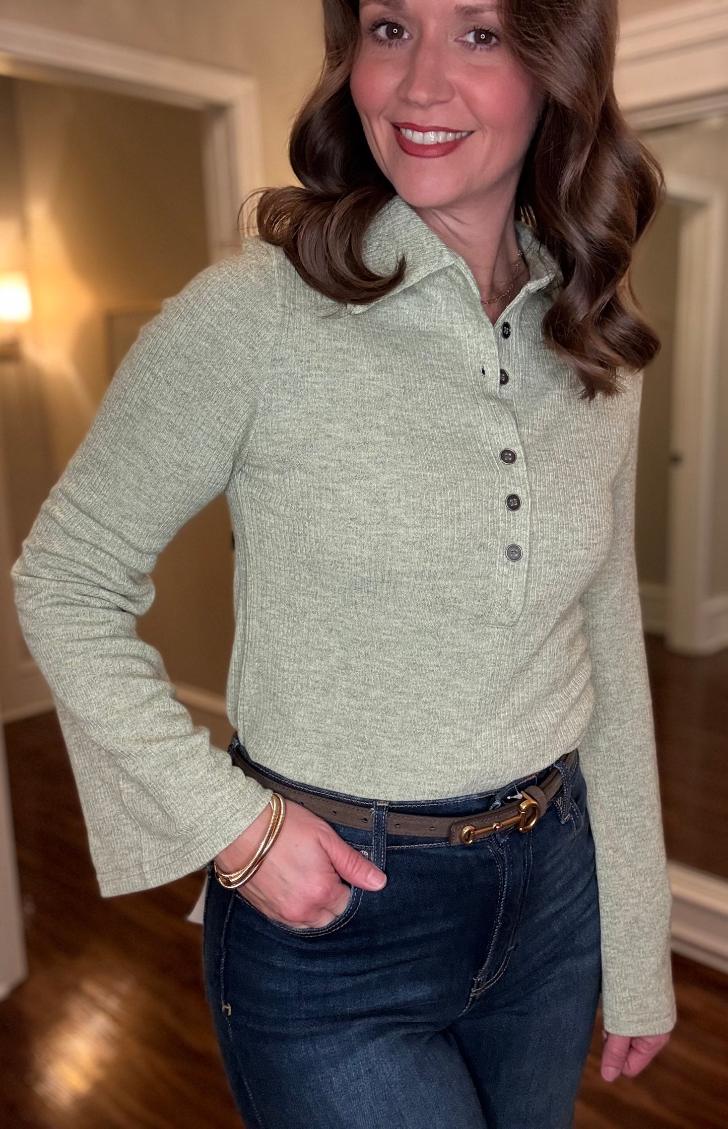 RIBBED KNIT TOP WITH BELL SLEEVE (multiple colors) 11.6