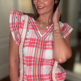 THML PINK FLUTTER SLEEVE TOP 7.2