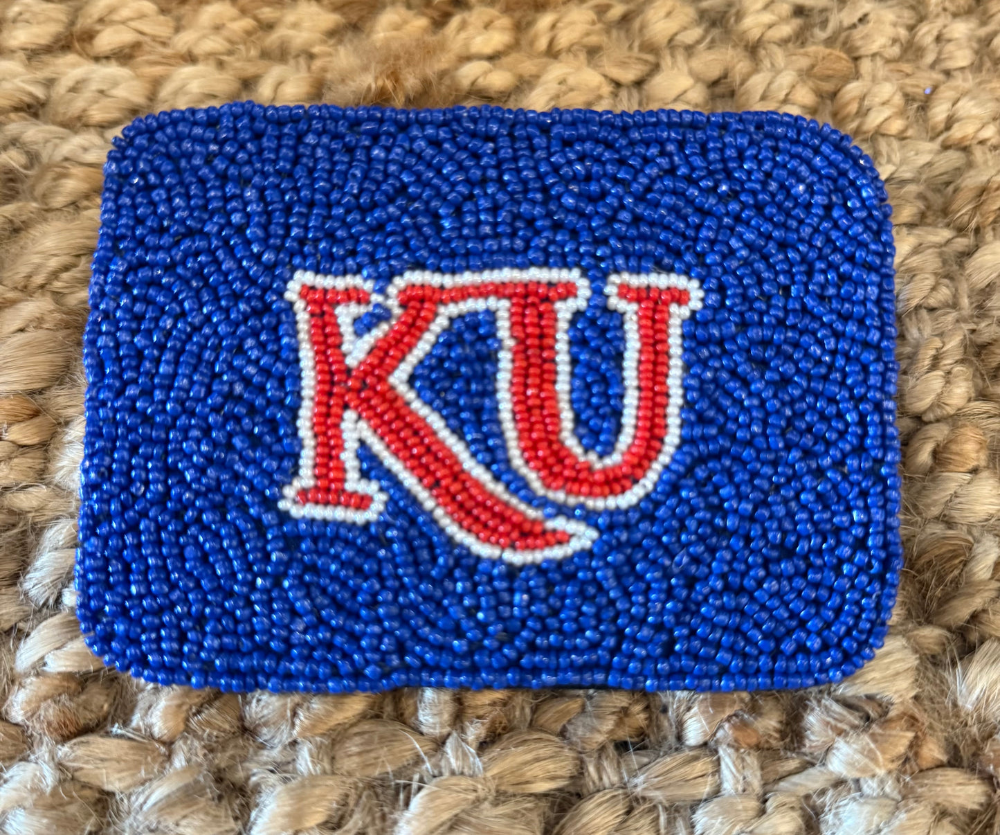 BEADED KU CARD HOLDER 11.14