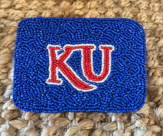 BEADED KU CARD HOLDER 11.14
