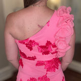 ONE SHOULDER PINK EMBROIDERED DRESS 5.28