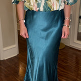 MILIO MILANO TEAL SILK SLIP SKIRT 4.1