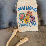 MAHJONG HAND BEADED CROSSBODY BAG 8.7