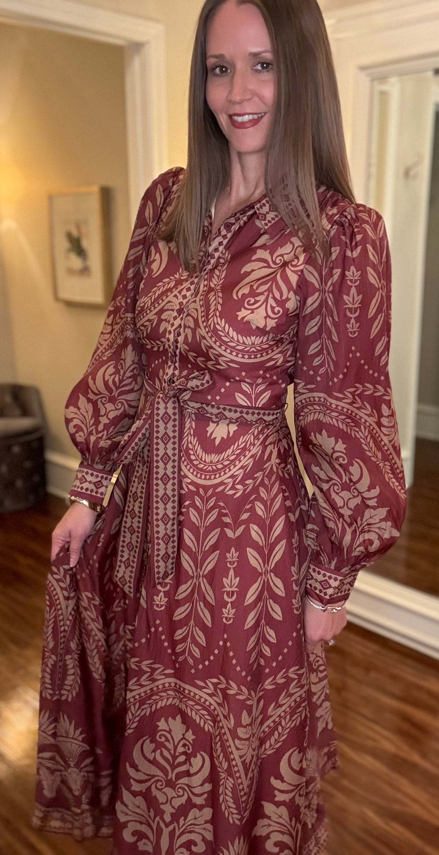 FLYING TOMATO WOVEN MIDI DRESS 10.25