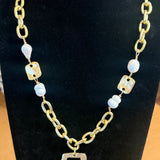 SUSAN SHAW SQUARE AND PEARL NECKLACE 3218