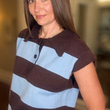 ENTRO SHORT SLEEVE BROWN/BLUE SWEATER 7.2