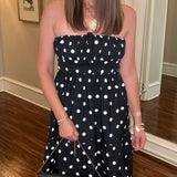 VELVET HEART BLACK/WHITE STRAPLESS DRESS 5.27